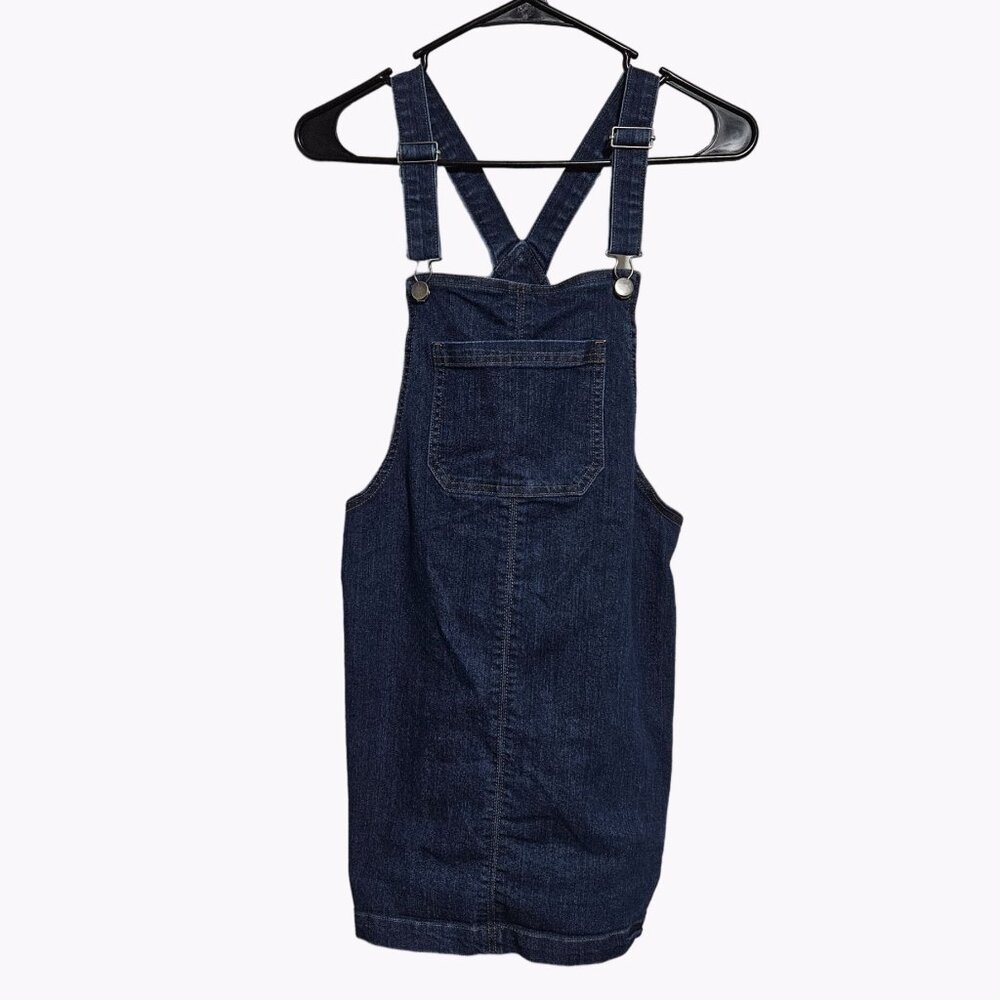 Vintage 90s Wild Fable Denim Overall Dress Womens Size Small Jean Bibs Dark Wash
